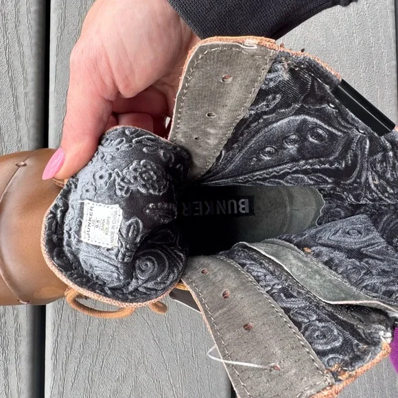 Bunker Sara Moto Boots Womens 9.5 Brown Leather Wrap Strap Combat - Picture 11 of 11